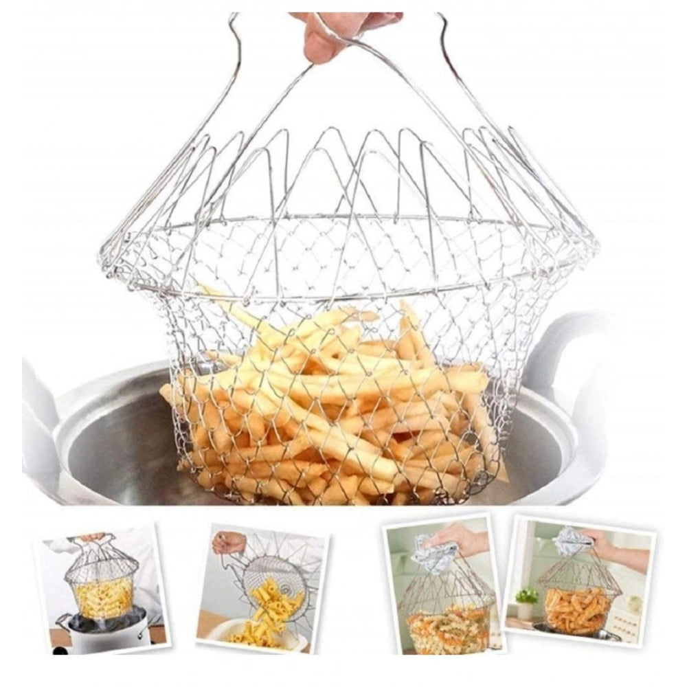 ZEERAL Foldable Chef Basket – Multi-Function Strainer And Steamer (Color: Assorted )