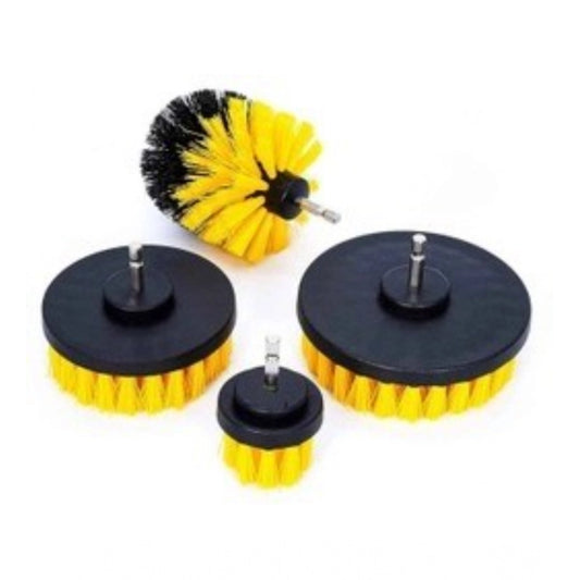 Generic Pack Of 4 Plastic Solid Power Drill Scrub Brush (Yellow-Black)
