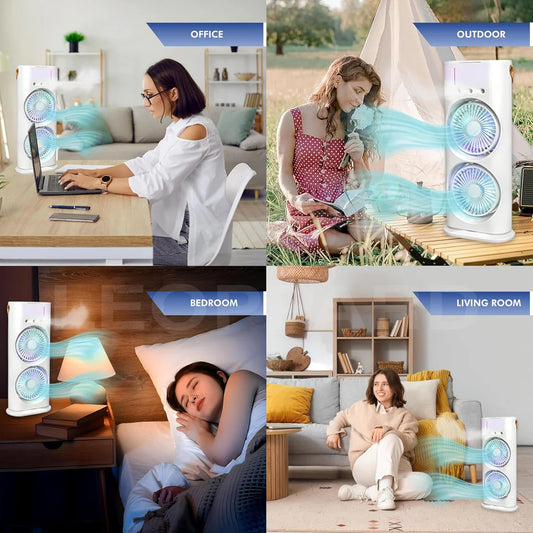 Electric Fan Desktop Double-head Powerful Air Cooler (1 Pc With Remote