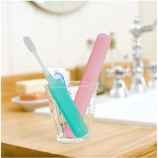 Generic Pack of 4_Plastic Toothbrush Holder Travel 4-PieceS SeT Tube Cases (Color: Assorted )