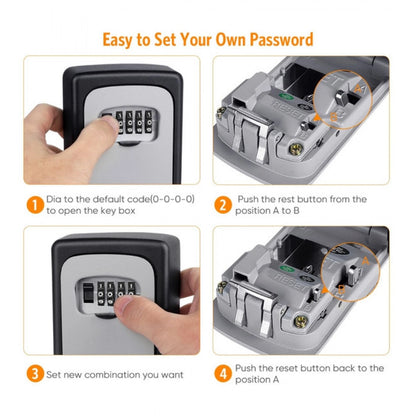 Generic Wall-Mounted ABS Plastic Key Lock Box (Grey-Black )