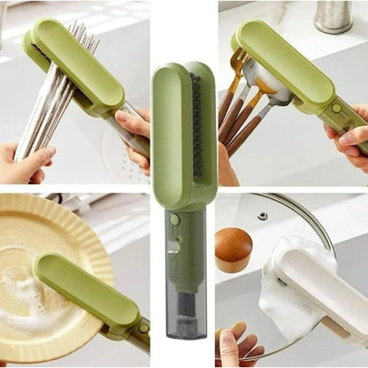 Generic Stainless Steel-Plastic Solid Kitchen Knife Cleaner Brush (Green)
