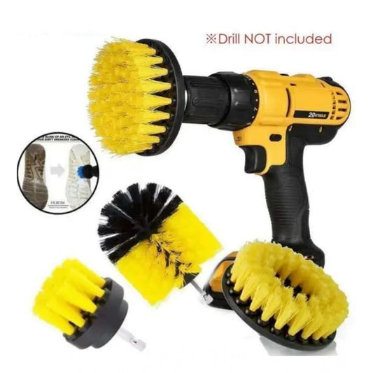 Generic Pack Of 4 Plastic Solid Power Drill Scrub Brush (Yellow-Black)